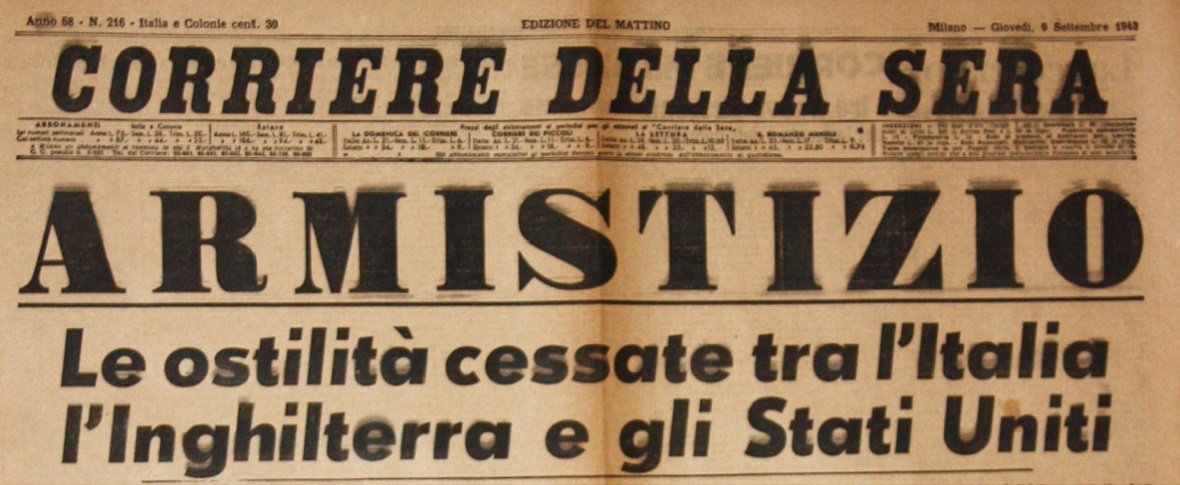 Sarà celebrato domani, mercoledì 8 settembre, il 78° anniversario della Proclamazione dell’Armistizio