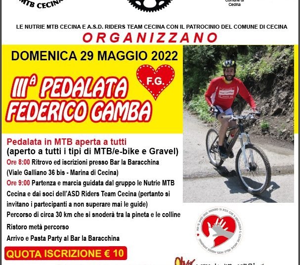 Domani a Cecina la terza edizione della pedalata ‘Federico Gamba’