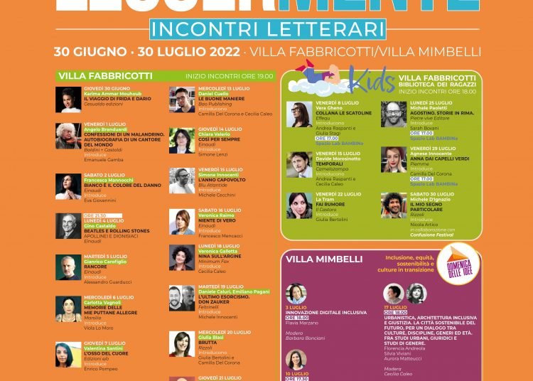 Dal 30 giugno al 30 luglio “Leggermente: incontri letterari”