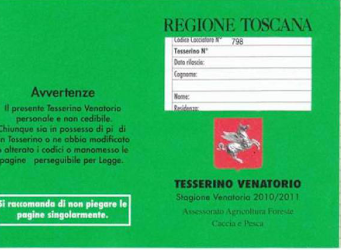 tesserino venatorio