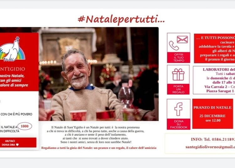 Comunità di Sant’ Egidio: torna il tradizionale pranzo di Natale