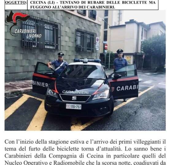 Tentato furto di biciclette
