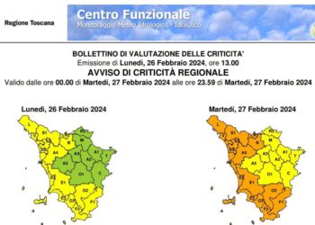 Meteo: allerta arancione fino alle 23,59 di domani, scuole chiuse. Pioggia già copiosa
