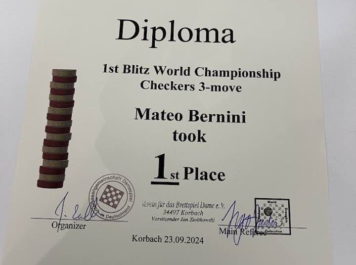 Dama: Matteo Bernini ancora campione del mondo !!!