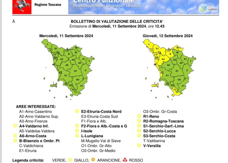 Domani 12 settembre allerta gialla per vento e mareggiate