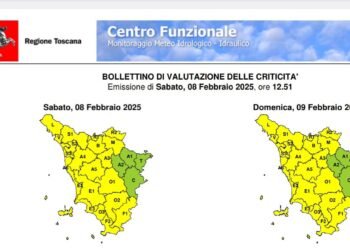 Meteo: allerta gialla prolungata fino alle 12 di domani 9 febbraio